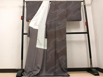 平和屋着物●上質な小紋　流水文　暈し染め　ロング丈　正絹　逸品　未使用　AABJ3055ph