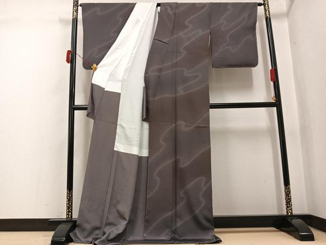 平和屋着物●上質な小紋　流水文　暈し染め　ロング丈　正絹　逸品　未使用　AABJ3055ph