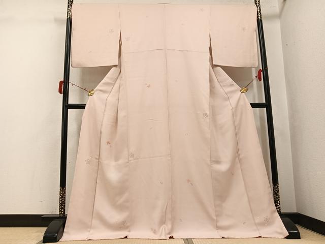 平和屋着物●上質な小紋　舞桜文　銀彩　正絹　逸品　AABJ3059ph