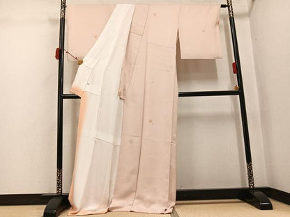 平和屋着物●上質な小紋　舞桜文　銀彩　正絹　逸品　AABJ3059ph