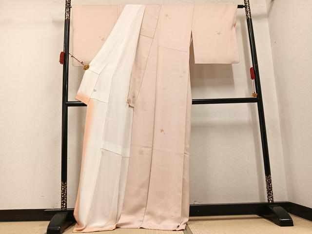 平和屋着物●上質な小紋　舞桜文　銀彩　正絹　逸品　AABJ3059ph