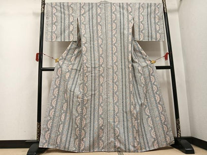 平和屋着物●小千谷紬　花間道　正絹　逸品　未使用　AABJ3060ph