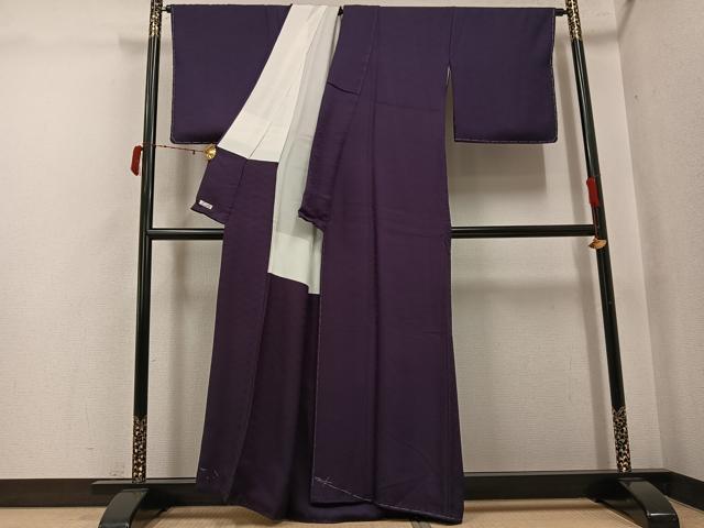 平和屋着物●上質な色無地　藍　花地紋　紅消鼠色　正絹　逸品　未使用　AABJ3061ph