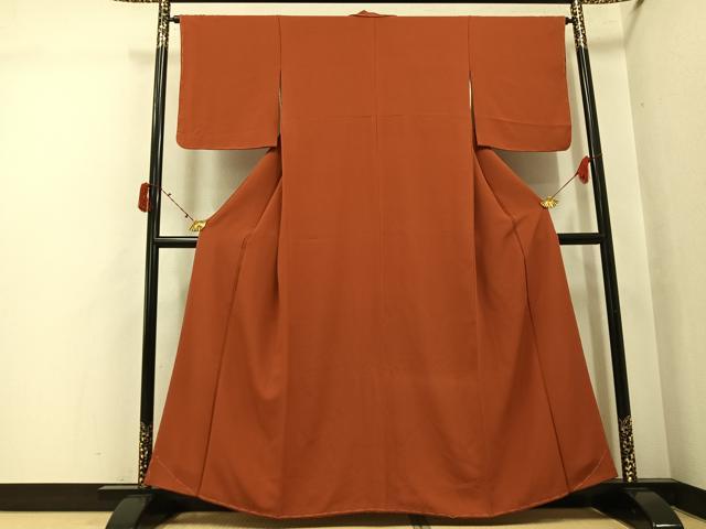 平和屋着物●上質な色無地　煉瓦色　正絹　逸品　未使用　AABJ3062ph