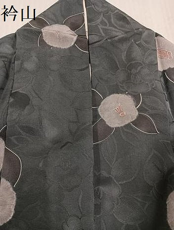 平和屋着物●上質な小紋　地紋起こし　椿　正絹　逸品　AABJ3064ph