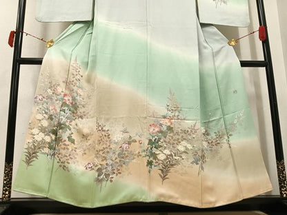 平和屋着物●訪問着　作家物　秀峰　枝花文　暈し染め　正絹　逸品　AABJ3065ph
