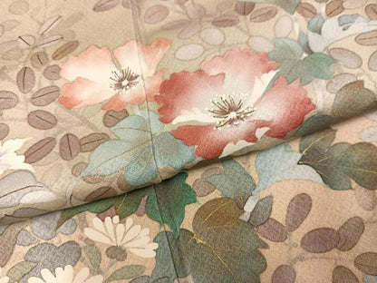 平和屋着物●訪問着　作家物　秀峰　枝花文　暈し染め　正絹　逸品　AABJ3065ph