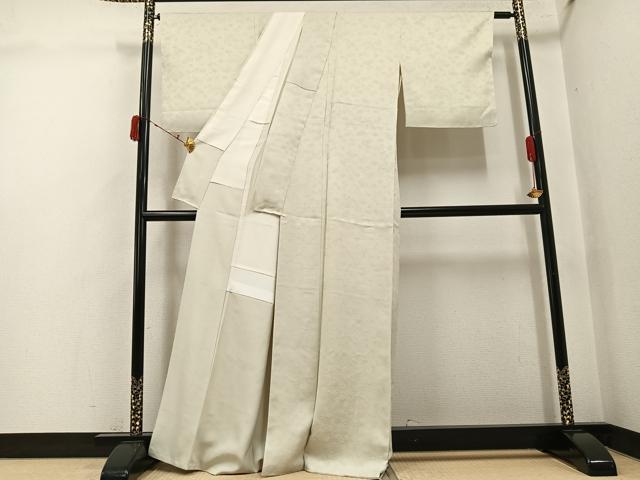 平和屋着物●上質な色無地　花地紋　練色　正絹　逸品　AABJ3066ph