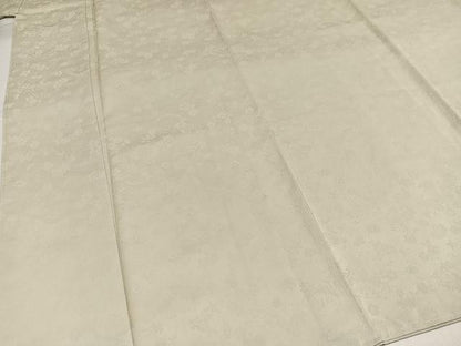 平和屋着物●上質な色無地　花地紋　練色　正絹　逸品　AABJ3066ph