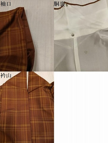 平和屋着物●本場黄八丈　まるまなこ　格子　正絹　逸品　AABJ3067ph