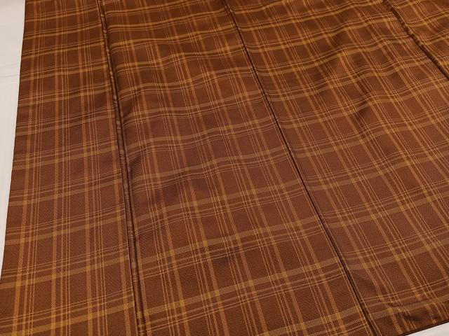 平和屋着物●本場黄八丈　まるまなこ　格子　正絹　逸品　AABJ3067ph
