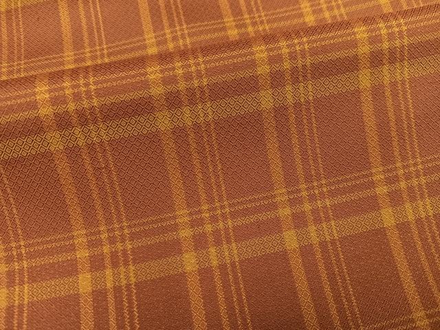 平和屋着物●本場黄八丈　まるまなこ　格子　正絹　逸品　AABJ3067ph