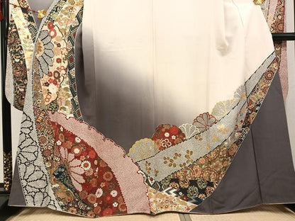 平和屋着物●豪華振袖　雪輪花文　暈し染め　金彩　正絹　逸品　AABJ3071ph