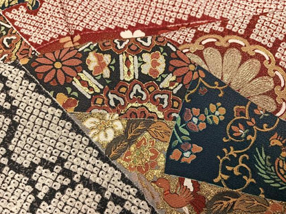 平和屋着物●豪華振袖　雪輪花文　暈し染め　金彩　正絹　逸品　AABJ3071ph