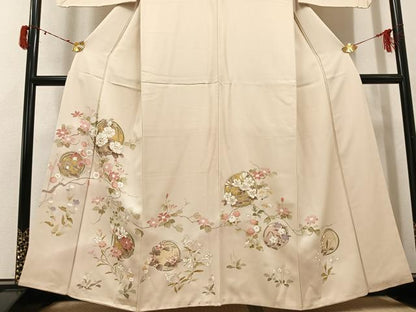 平和屋着物●訪問着　友禅　草花文　暈し染め　金彩　正絹　逸品　AABJ3074ph