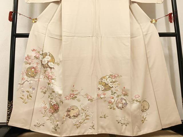平和屋着物●訪問着　友禅　草花文　暈し染め　金彩　正絹　逸品　AABJ3074ph