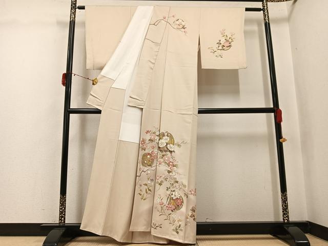 平和屋着物●訪問着　友禅　草花文　暈し染め　金彩　正絹　逸品　AABJ3074ph