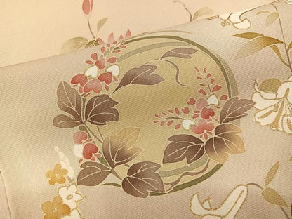 平和屋着物●訪問着　友禅　草花文　暈し染め　金彩　正絹　逸品　AABJ3074ph