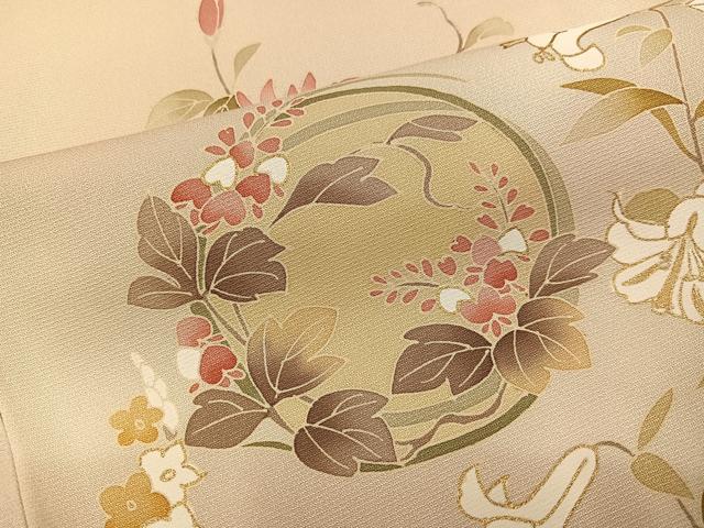 平和屋着物●訪問着　友禅　草花文　暈し染め　金彩　正絹　逸品　AABJ3074ph