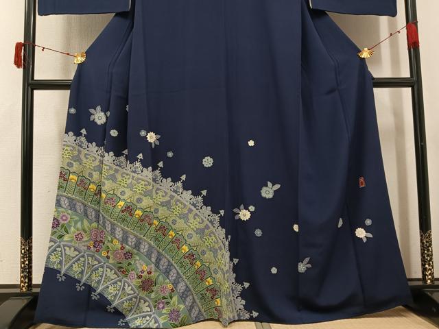 平和屋着物●訪問着　作家物　林川信夫　更紗文　金彩　やまと誂製　正絹　逸品　AABJ3077ph