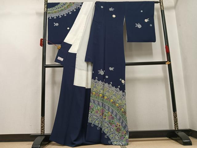 平和屋着物●訪問着　作家物　林川信夫　更紗文　金彩　やまと誂製　正絹　逸品　AABJ3077ph