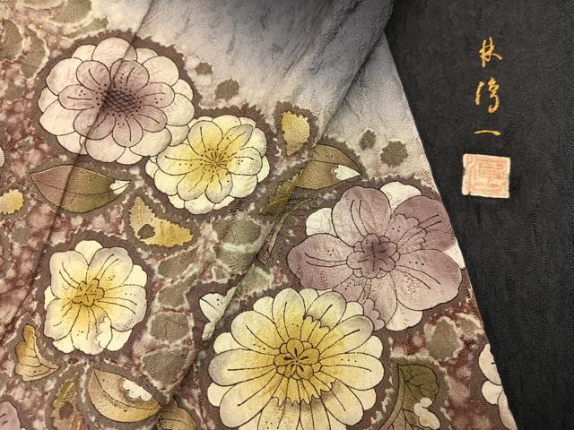 平和屋着物●染色作家　林淳一　訪問着　辻が花　絞り　暈し染め　金彩　正絹　逸品　AABJ3079ph