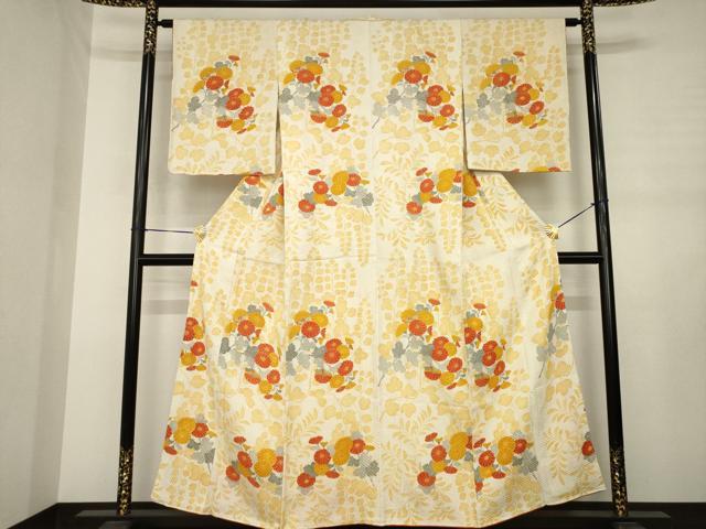 平和屋着物●名門　藤娘きぬたや・総絞り　訪問着　草花文　正絹　逸品　AABJ3081ck