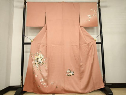 平和屋着物●金彩友禅作家　木村桂友　訪問着　御所車花文　暈し染め　金銀彩　正絹　逸品　AABJ3086ck