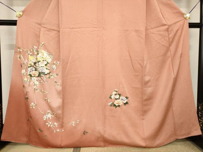 平和屋着物●金彩友禅作家　木村桂友　訪問着　御所車花文　暈し染め　金銀彩　正絹　逸品　AABJ3086ck