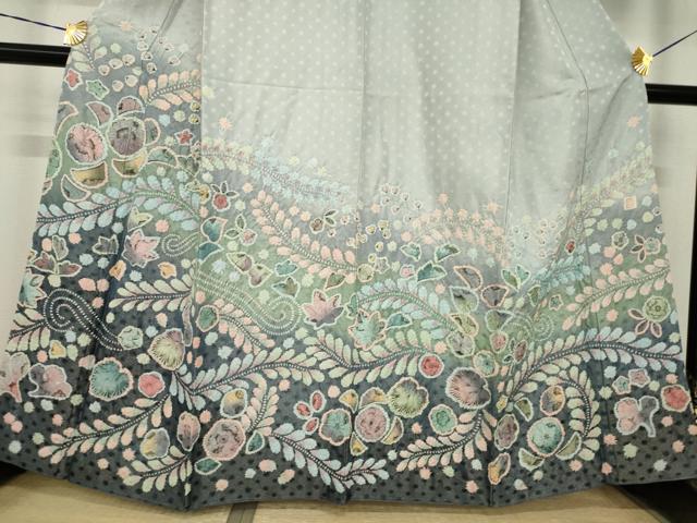 平和屋着物●訪問着　作家物　辻が花　暈し染め　銀通し地　正絹　逸品　AABJ3089ck