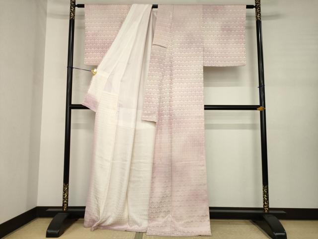 平和屋着物●上質な小紋　草花地紋　暈し染め　正絹　逸品　AABJ3090ck