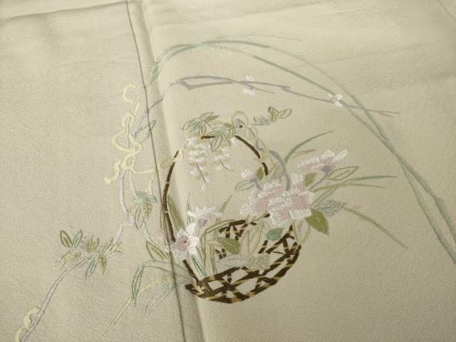 平和屋着物●訪問着　総刺繍　花篭文　正絹　逸品　AABJ3096ck