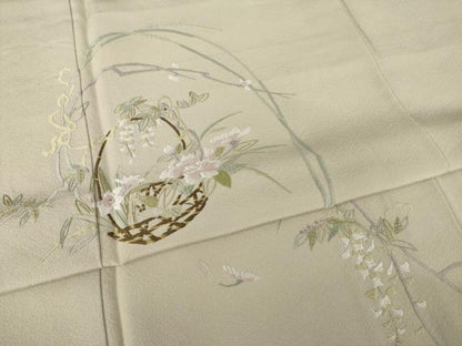 平和屋着物●訪問着　総刺繍　花篭文　正絹　逸品　AABJ3096ck