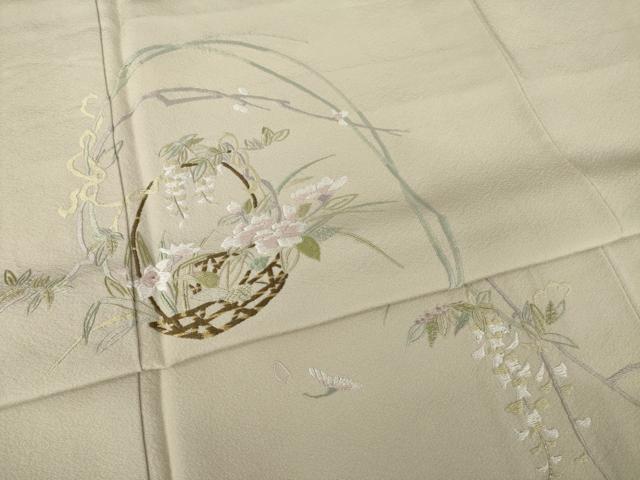 平和屋着物●訪問着　総刺繍　花篭文　正絹　逸品　AABJ3096ck