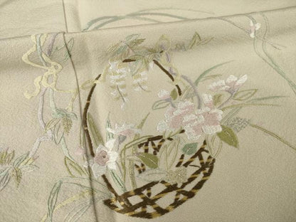 平和屋着物●訪問着　総刺繍　花篭文　正絹　逸品　AABJ3096ck