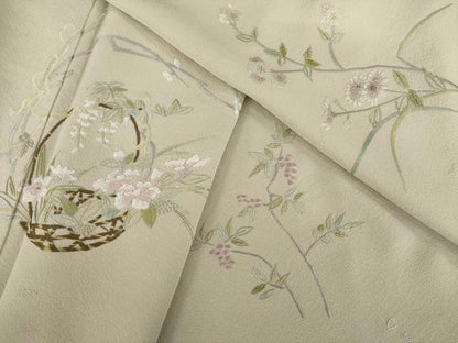 平和屋着物●訪問着　総刺繍　花篭文　正絹　逸品　AABJ3096ck