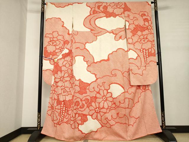 平和屋着物●豪華振袖　総絞り　立波花文　正絹　逸品　AABJ3100ck