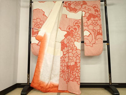 平和屋着物●豪華振袖　総絞り　立波花文　正絹　逸品　AABJ3100ck