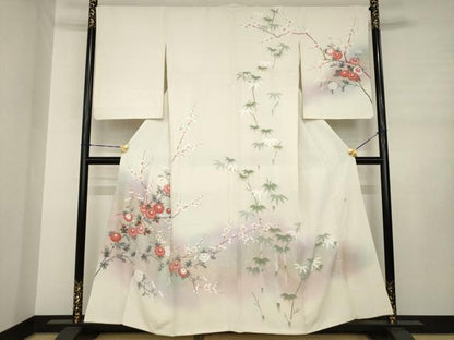 平和屋着物●訪問着　友禅　作家物　枝花文　暈し染め　金彩　正絹　逸品　AABJ3101ck