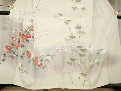 平和屋着物●訪問着　友禅　作家物　枝花文　暈し染め　金彩　正絹　逸品　AABJ3101ck