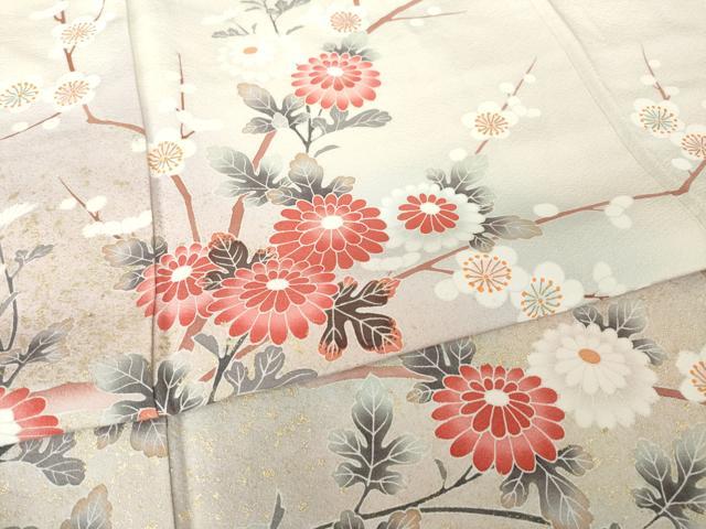 平和屋着物●訪問着　友禅　作家物　枝花文　暈し染め　金彩　正絹　逸品　AABJ3101ck