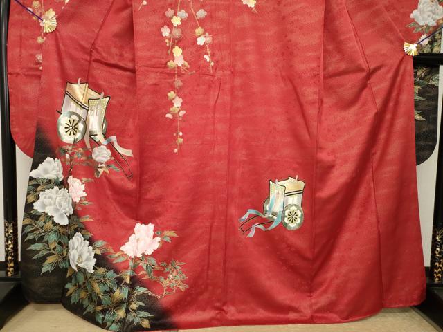 平和屋着物●豪華振袖　御所車花文　金銀彩　正絹　逸品　AABJ3103ck