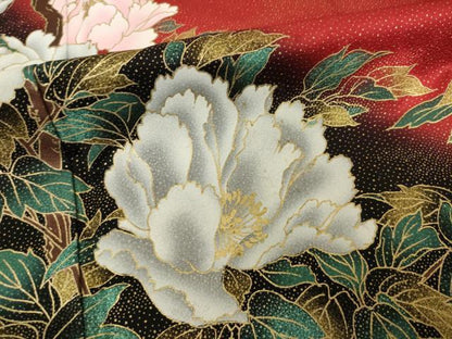 平和屋着物●豪華振袖　御所車花文　金銀彩　正絹　逸品　AABJ3103ck