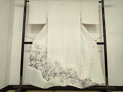 平和屋着物●日本工芸会正会員　福村廣利　絵絞庵　色留袖　辻が花　道長花文　正絹　逸品　AABJ3104ck