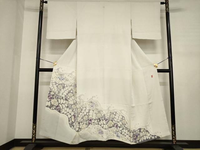 平和屋着物●日本工芸会正会員　福村廣利　絵絞庵　色留袖　辻が花　道長花文　正絹　逸品　AABJ3104ck