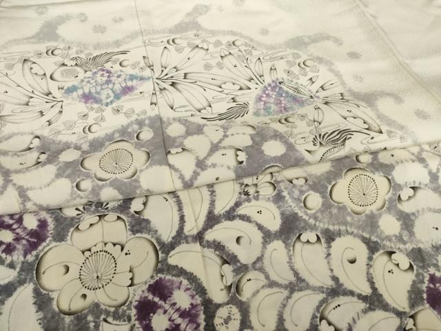 平和屋着物●日本工芸会正会員　福村廣利　絵絞庵　色留袖　辻が花　道長花文　正絹　逸品　AABJ3104ck