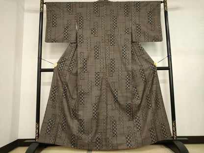 平和屋着物●本場大島紬　一元7マルキ　短冊花文　正絹　逸品　AABJ3105ck