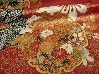 平和屋着物●豪華振袖　雪輪鳳凰花文　暈し染め　金彩　正絹　逸品　AABJ3106ck