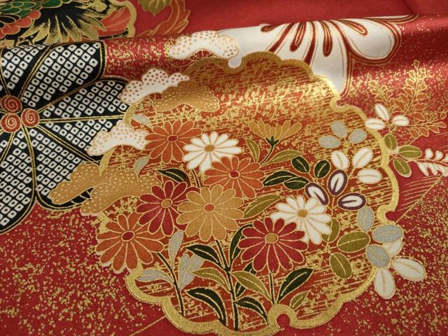 平和屋着物●豪華振袖　雪輪鳳凰花文　暈し染め　金彩　正絹　逸品　AABJ3106ck