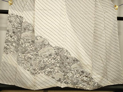 平和屋着物●訪問着　辻が花　絞り　道長花文　正絹　逸品　AABJ3108ck